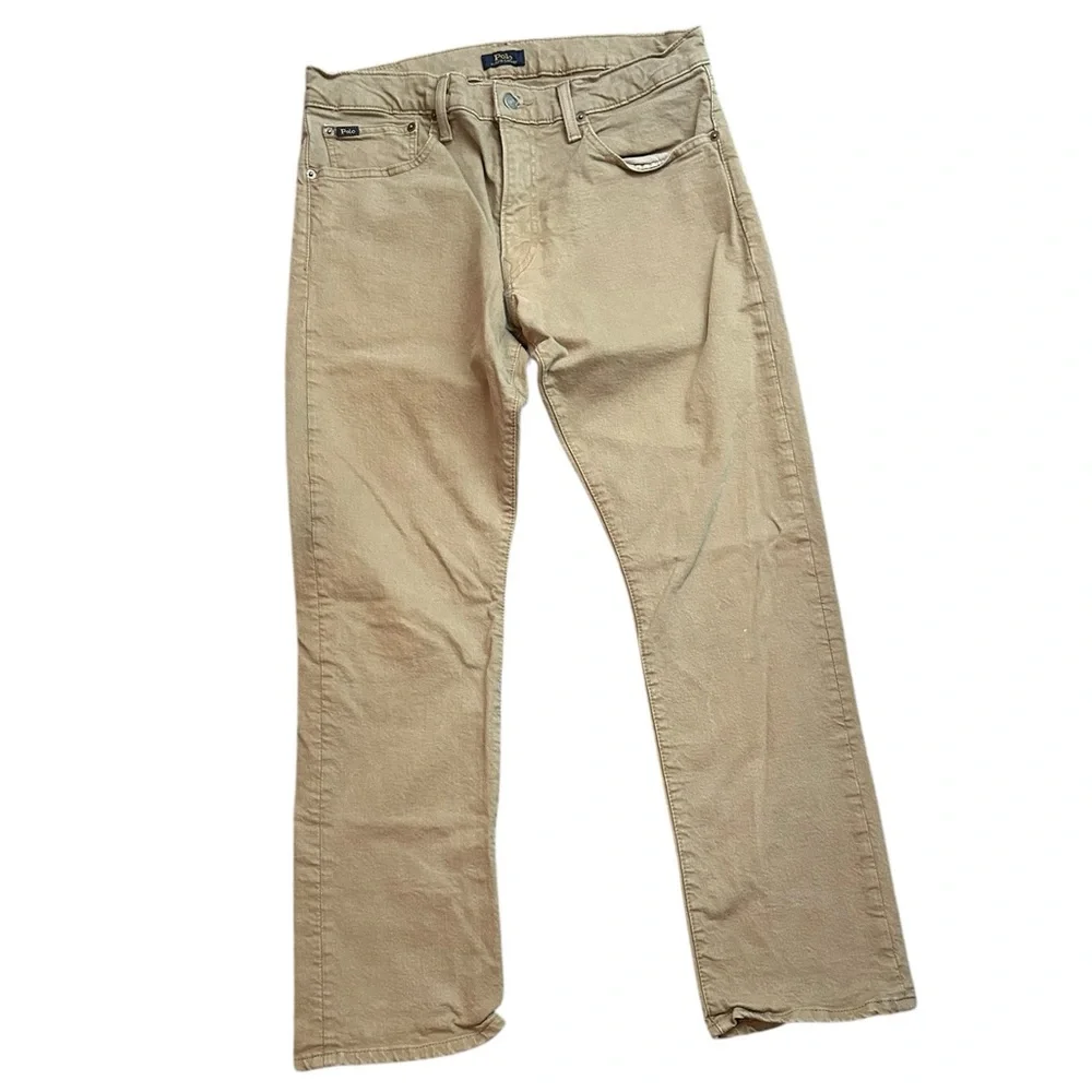 Polo Ralph Lauren Men’s Varick Slim Straight Jeans – Khaki Tan Denim Size 33x30